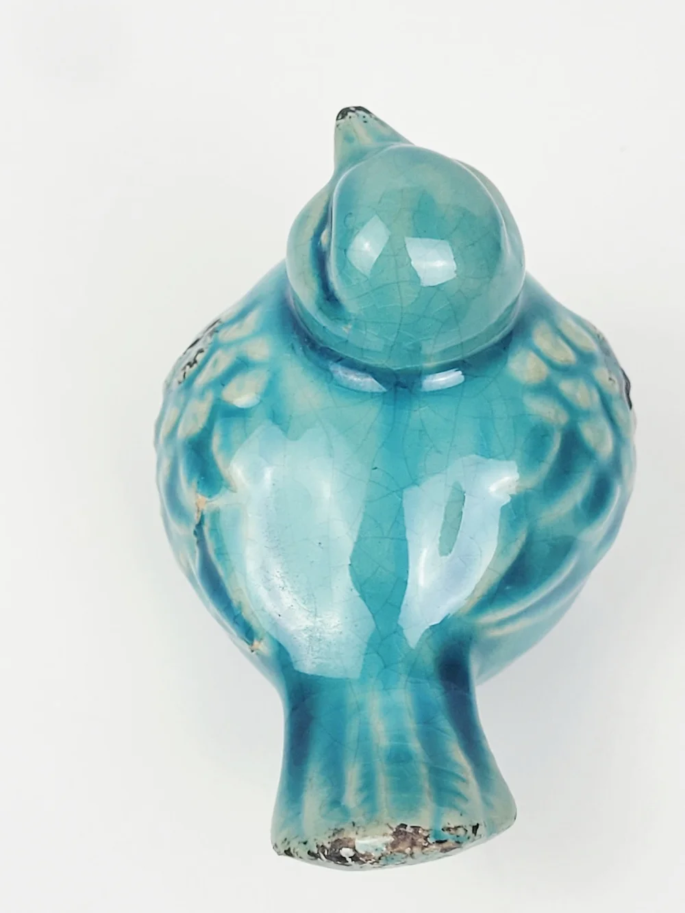 RAZ Imports Resin Stone Textured Chickadee~Ceramic Bitossi Style Bird~Turquoise